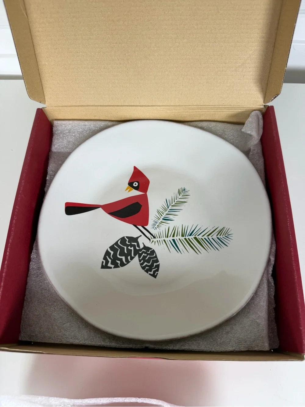 Set of 4 Crate and Barrel “Marin - Winter Birds” Salad Plates 8 1/4”